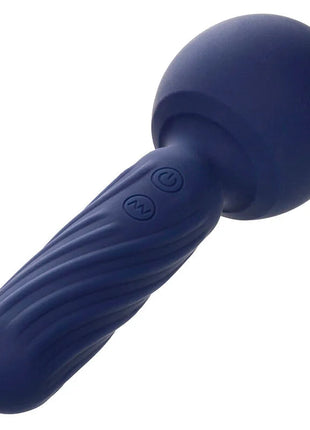 Navyblauer silikongriff vibrator mit strukturierter oberfläche und zwei bedientasten von calexotics charisma seduction massager