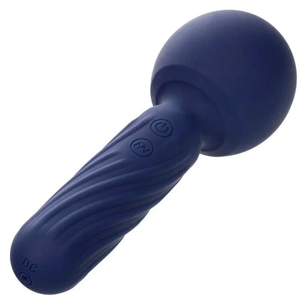 Navyblauer silikongriff vibrator mit strukturierter oberfläche und zwei bedientasten von calexotics charisma seduction massager
