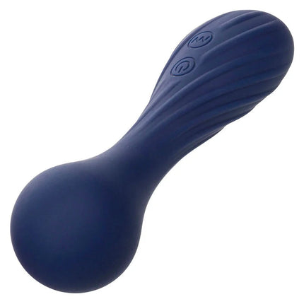 Navyblauer silikon vibrator wand mit strukturiertem griff und zwei tasten von calexotics charisma temptation massager 12 funktionen lila