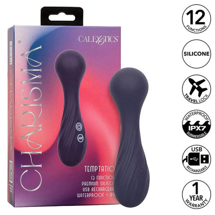 Dunkellila silikon pleasuregerät mit ergonomischem design und zwei steuerungsknöpfen von calexotics