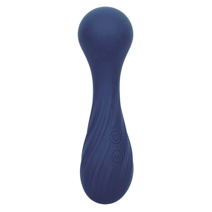 Calexotics charisma temptation massager in navy blue silicone with smooth curved design and two embossed control buttons