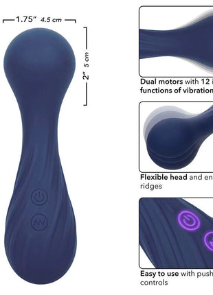 Calexotics charisma temptation massager 12 funktionen lila navyblaue silikonvibration mit glattem, gebogenem design und dualen tasten
