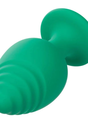 Calaexotics cheeky buttplug grün aus glattem silikon mit abgerundetem kopf und texturierten ridges