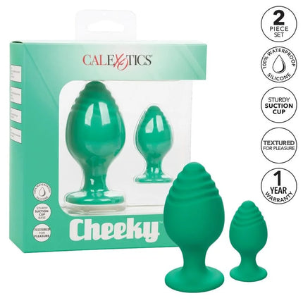 CaleXotics grün silikon anal plug zweiteiliges set für angenehmes tragen und stimulationsspaß