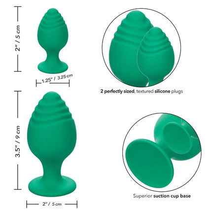 Calexotics cheeky buttplug grün aus grünem, strukturiertem silikon mit saugnapfbasis