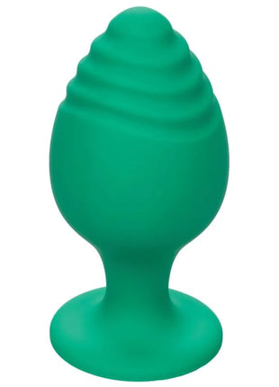CalExotics cheeky buttplug grün solid grün geripptes silikon mit abgerundetem kopf und breiter basis