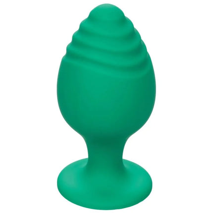 CalExotics cheeky buttplug grün solid grün geripptes silikon mit abgerundetem kopf und breiter basis