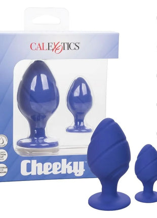 Calexotics cheeky buttplug lila 2-teiliges set aus blauem silikon für diskrete freude