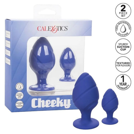 Calexotics cheeky buttplug lila 2-teiliges set aus blauem silikon für diskrete freude