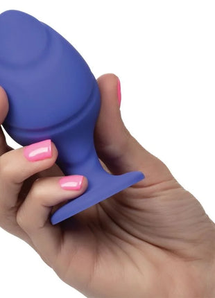Calexotics cheeky buttplug lila ein blauer silicon-plug mit glattem kopf und flachem sockel