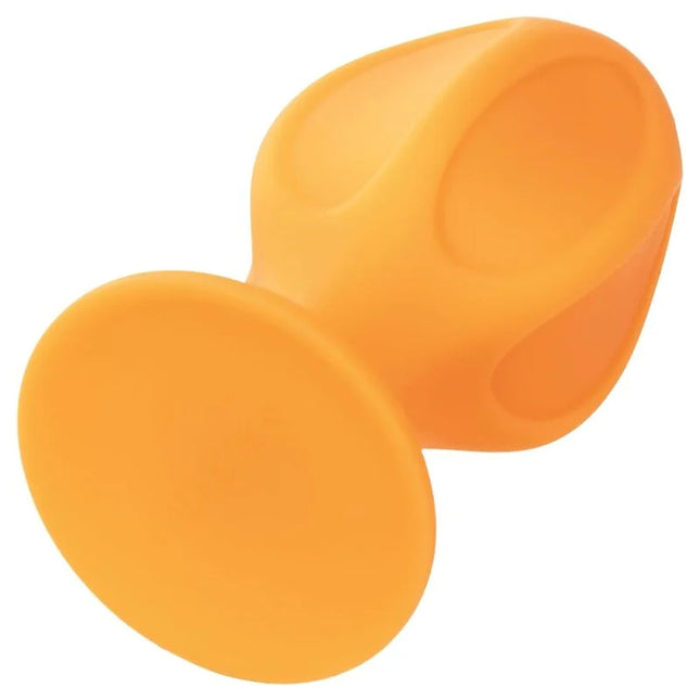 Orange silikon saugnapf mit rundem ergonomischem design von calexotics cheeky buttplug für komfortabla anwenden