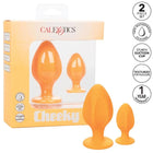 Orangene silikon-cheeky-analplugs im zweiteiligen set von CalExotics für angenehmen Gebrauch