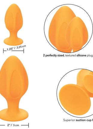 Calexotics - cheeky buttplug orange aus texturiertem silikon mit saugnapfbasis für sicheren halt