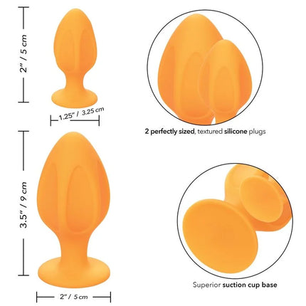 Calexotics - cheeky buttplug orange aus texturiertem silikon mit saugnapfbasis für sicheren halt