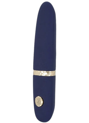 Navyblauer silikon-vibrator mit goldfarbenem metallband und knopfdruck calexotics chic daisy mini-massager