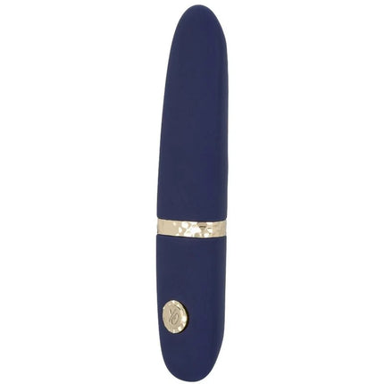 Navyblauer silikon-vibrator mit goldfarbenem metallband und knopfdruck calexotics chic daisy mini-massager