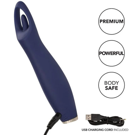 Navyblauer silikon vibrator calexotics chic jasmine flickering teaser mit ergonomischem design und usb ladekabel
