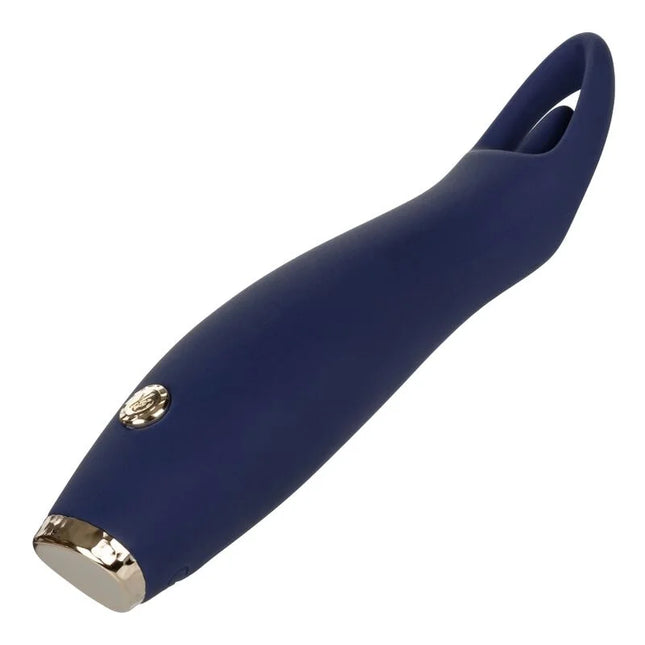 Navyblaues silikon-pleasuregerät calexotics chic jasmine flickering teaser mit goldfarbenen akzenten und ergonomischem design
