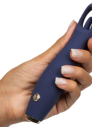 Navyblaues silikon pleasure gerät calexotics chic jasmine flickering teaser mit goldfarbenem knopfdruck und metallspitze