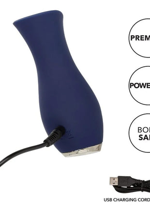 CalExotics Chic Tulpe Massager blau ist ein tiefblauer, schlanker silikon-vibrator mit usb-ladekabel