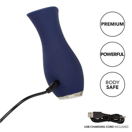 CalExotics Chic Tulpe Massager blau ist ein tiefblauer, schlanker silikon-vibrator mit usb-ladekabel