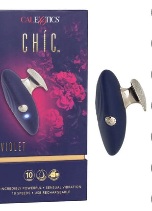 Navyblaues und silbernes silikon vibrato gerät calexotics chic violet stimmulator mit 10 geschwindigkeiten und ergonomischem design