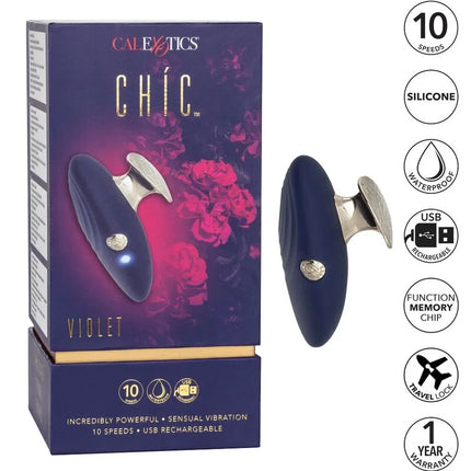 Navyblaues und silbernes silikon vibrato gerät calexotics chic violet stimmulator mit 10 geschwindigkeiten und ergonomischem design
