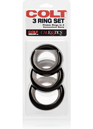 Calexotics colt 3-ring-set mit drei biegsamen schwarzen metallringen in praktischen größen