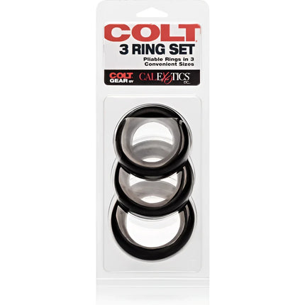 Calexotics colt 3-ring-set mit drei biegsamen schwarzen metallringen in praktischen größen