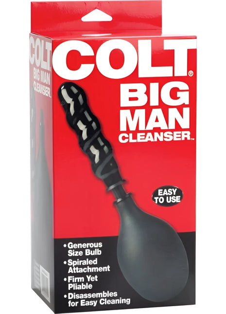 Calexotics colt analdusche schwarz aus kunststoff mit spiralförmigem griff und bulb für reinigung