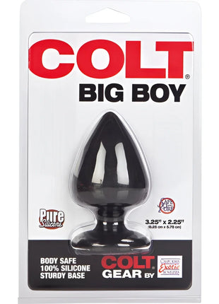 Black glossy 100% silikon großer analplug mit stabilem sockel coltexotics colt big boy schwarz