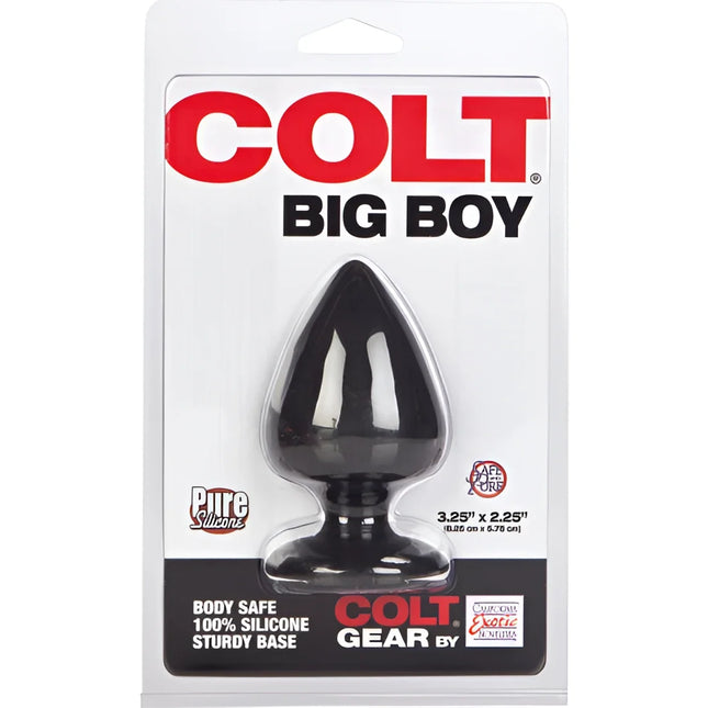 Black glossy 100% silikon großer analplug mit stabilem sockel coltexotics colt big boy schwarz