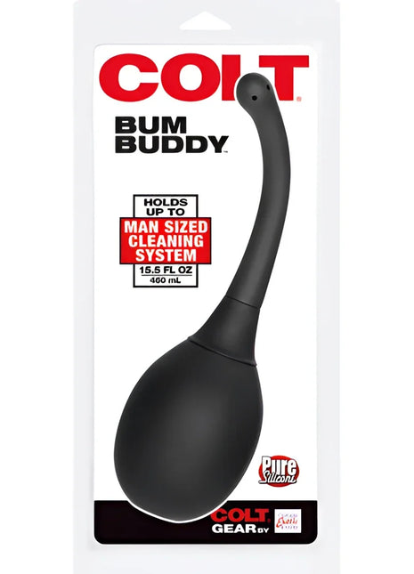 Black silikonkolben mit langem gebogenem hals und rundem kopf von calexotics colt bum buddy schwarz