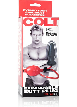 Calexotics colt erweiterbarer butt plug in rot und schwarz aus weichem latex mit aufblasbarem design
