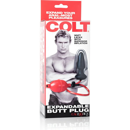 Calexotics colt erweiterbarer butt plug in rot und schwarz aus weichem latex mit aufblasbarem design
