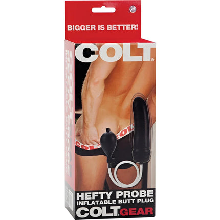 Schwarzer aufblasbarer butt plug mit pumpe und ring von colt gear aus dem calexotics colt hefty probe set