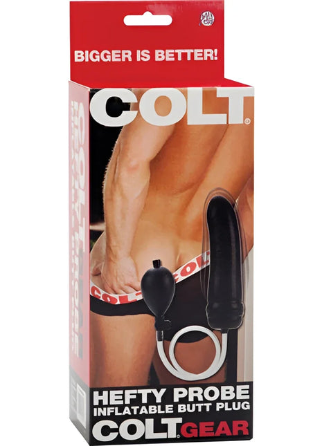 Schwarzer aufblasbarer butt plug mit pumpe und ring von colt gear aus dem calexotics colt hefty probe set