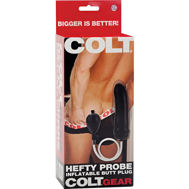 Schwarzer aufblasbarer butt plug mit pumpe und ring von colt gear aus dem calexotics colt hefty probe set