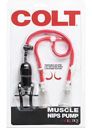 Calexotics colt muscle nips pumpe in rot und schwarz mit klaren saugnäpfen und abnehmbarem luftschlauch