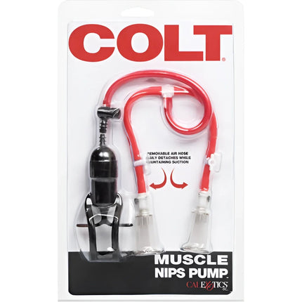 Calexotics colt muscle nips pumpe in rot und schwarz mit klaren saugnäpfen und abnehmbarem luftschlauch