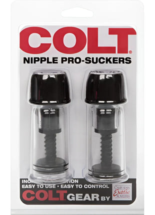 Calexotics colt nipple prosuckers schwarz schwarz sauger aus klarer kunststoffverpackung mit rotem etiket