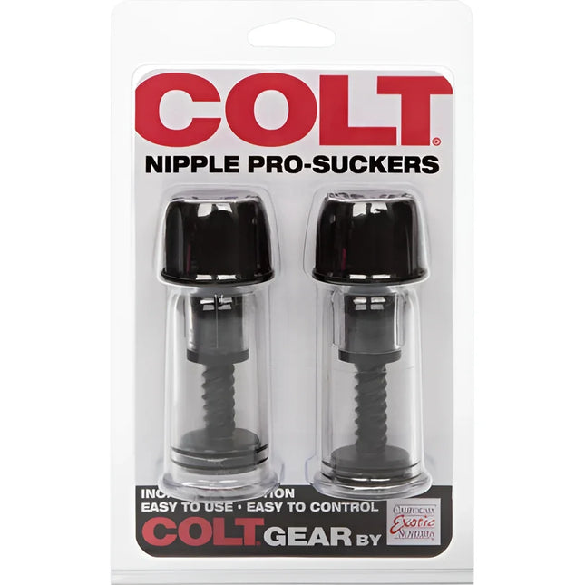 Calexotics colt nipple prosuckers schwarz schwarz sauger aus klarer kunststoffverpackung mit rotem etiket