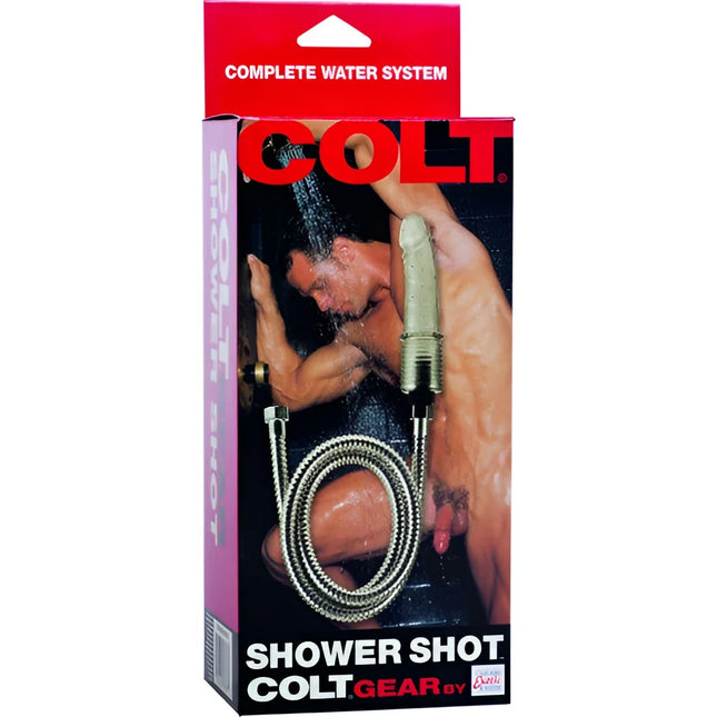 Calexotics colt shower shot mit metallbrauseschlauch und beigem duschkopf aus metall und kunststoff