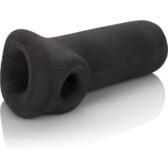 Black gummi zylindrisches masturbator mit zwei runden öffnungen am vorderen Ende von calexotics colt slammer