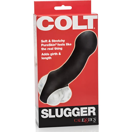 Schwarzer colt slugger toy mit geschwungener form und glatter pureskin oberfläche von calexotics