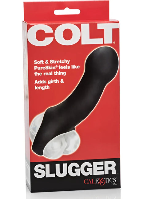 Schwarzer colt slugger toy mit geschwungener form und glatter pureskin oberfläche von calexotics