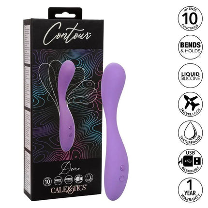 Calexotics contour demi violet lila silikon-sexspielzeug mit schlankem, gebogenem design und zwei steuerungstasten