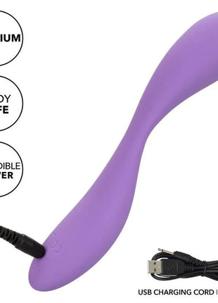 Purpurner silikonkörpermassagegerät mit usb-ladekabel enthalten calexotics contour demi violet