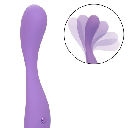 Lila silikon vibratorischer zauberstab mit glattem, gebogenem design und runder taste nahe der basis von calexotics contour demi violet