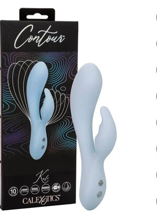Lichtblauer silikon vibrator in hasenform mit dualmotoren und usb wiederaufladbar von calexotics contour kali blau